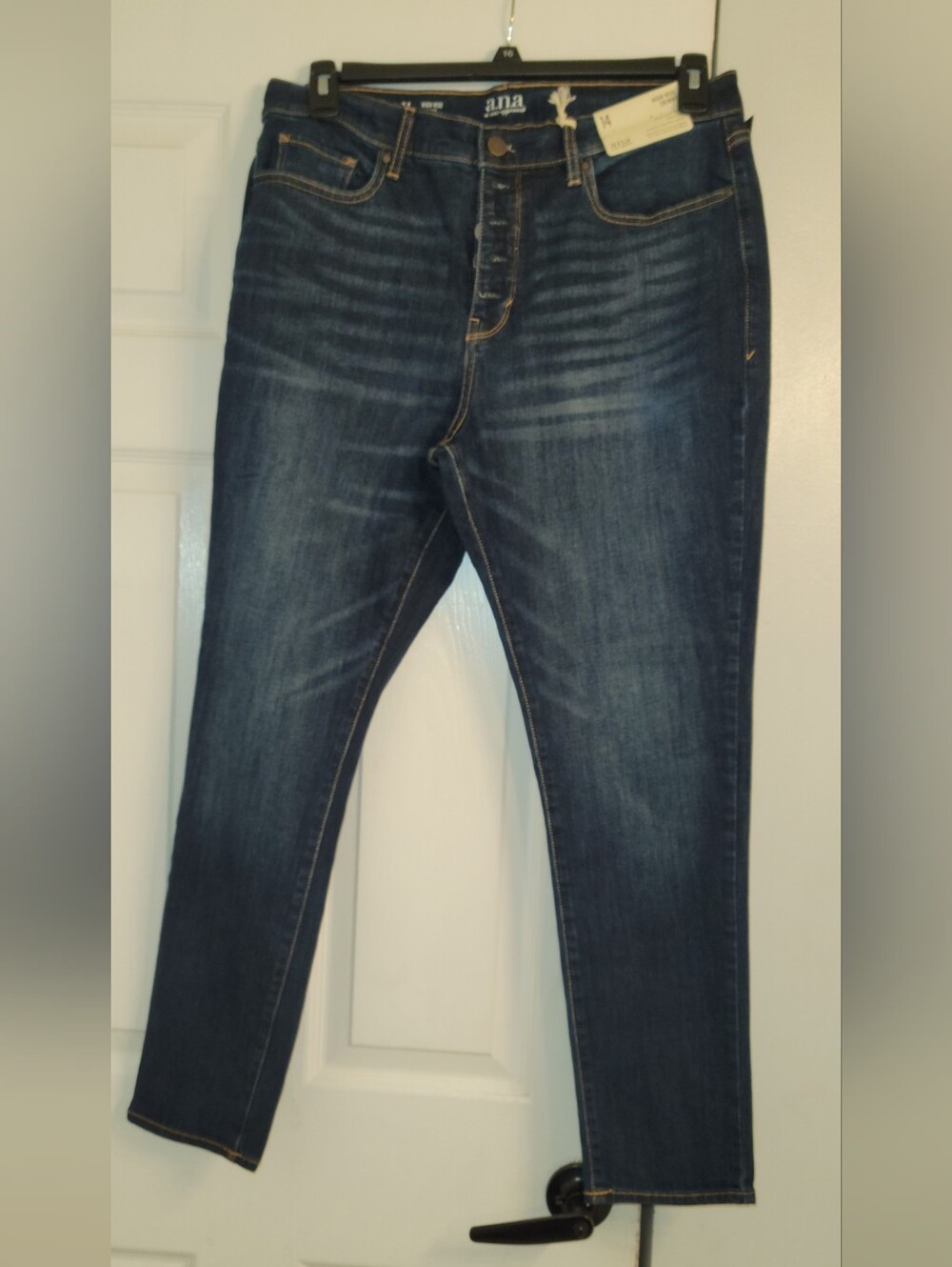 a.n.a Dark Blue Skinny Jeans with Whisker Fade